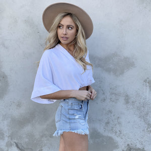 Top It Off Linen White Crop Top - Dainty Hooligan