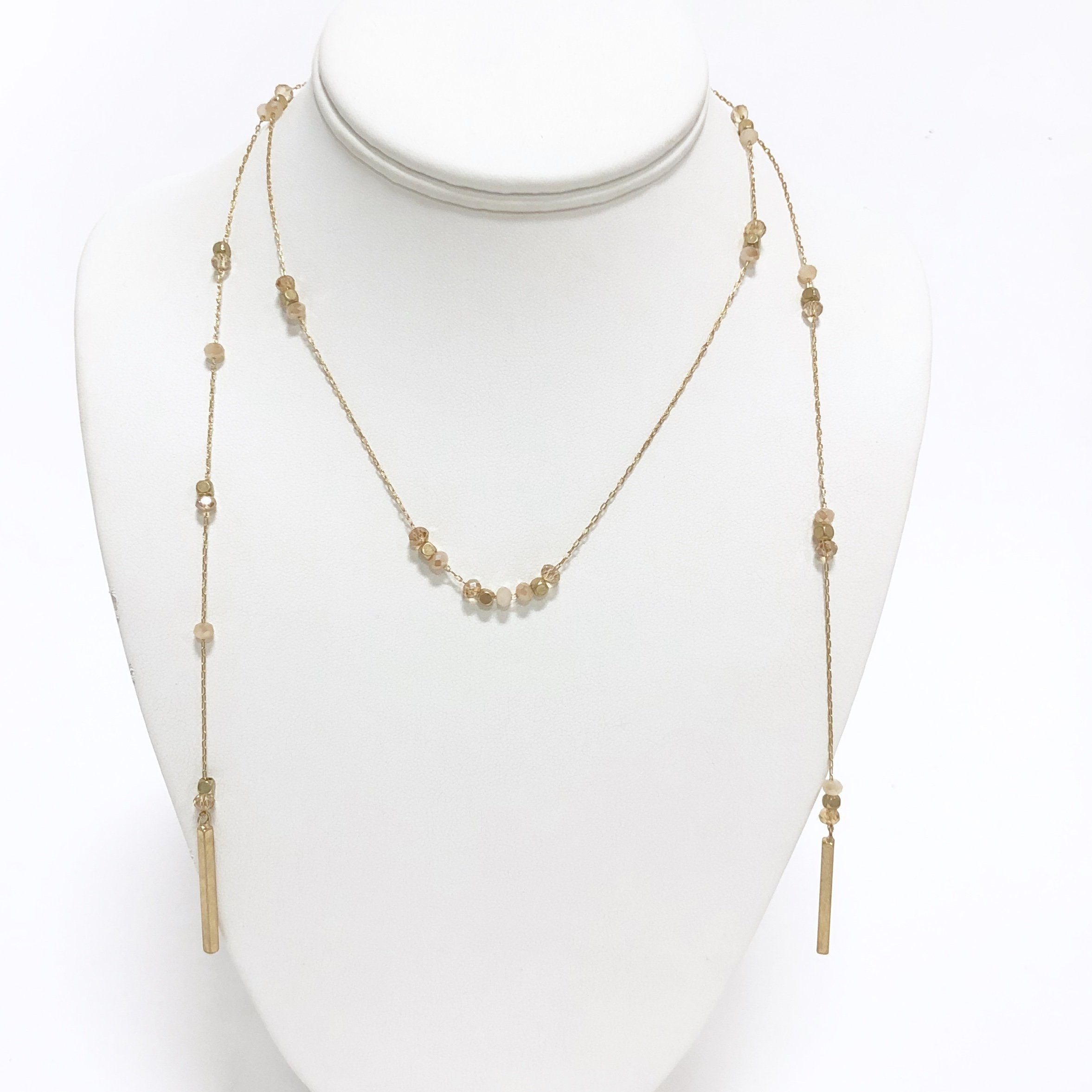 Opal Granite Bead Gold Necklace - Dainty Hooligan