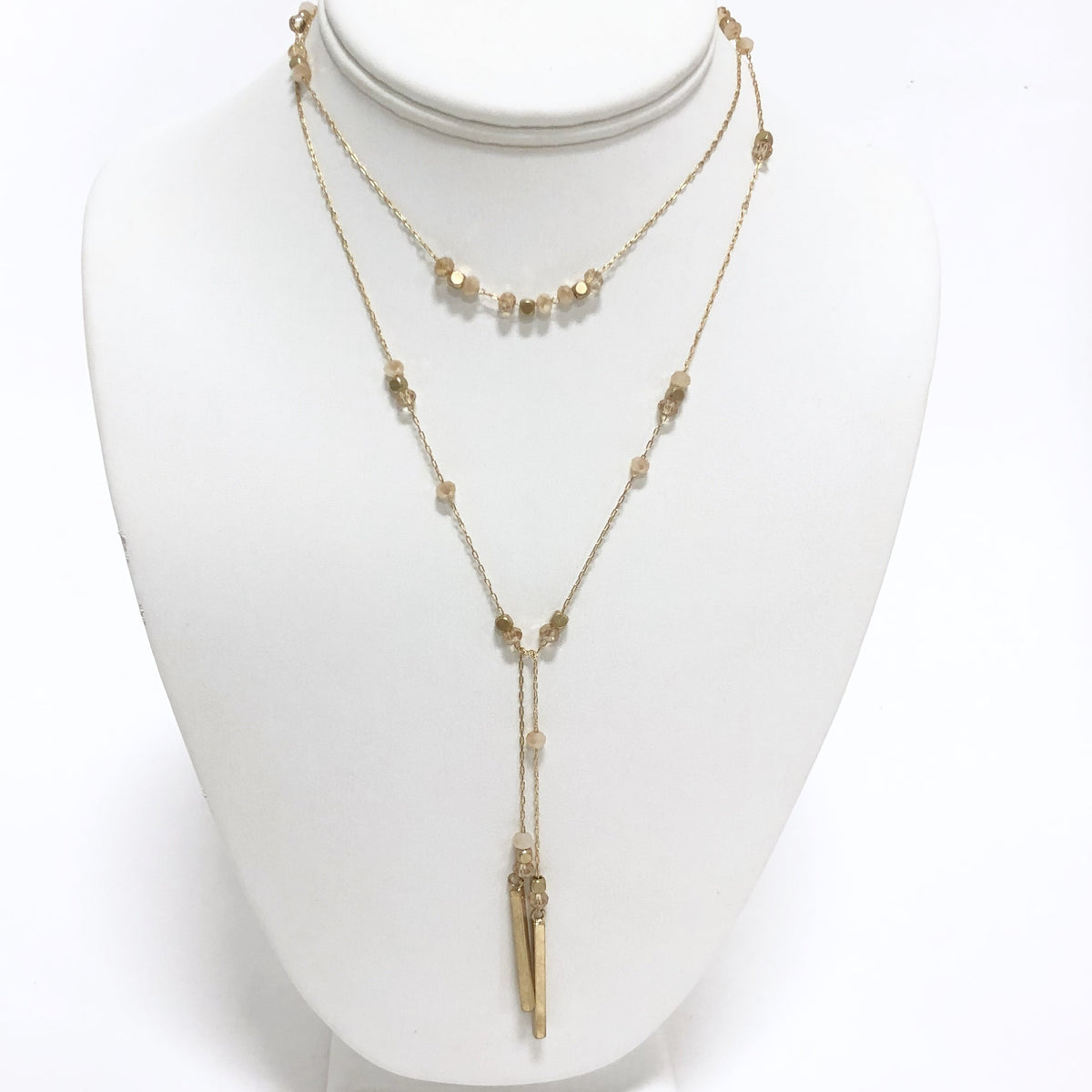 Opal Granite Bead Gold Necklace - Dainty Hooligan