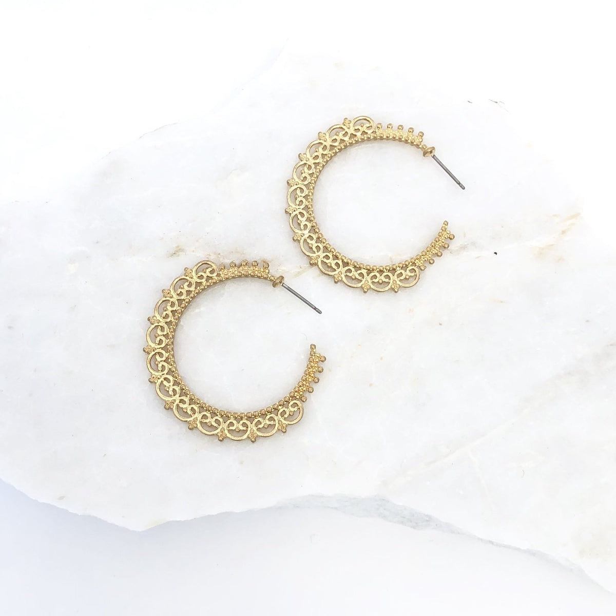 Rose Garden Gold Hoop Earrings - Dainty Hooligan