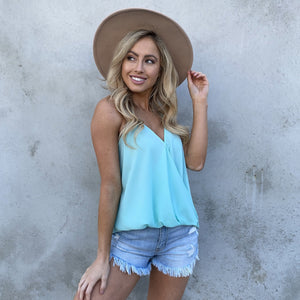 Pop of Color Wrap Blouse Tank Top - Dainty Hooligan