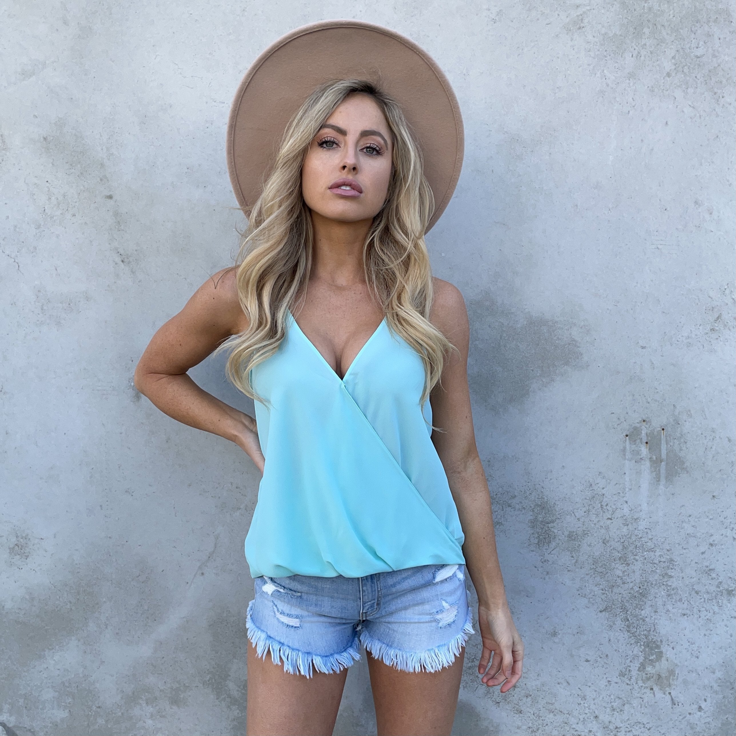 Pop of Color Wrap Blouse Tank Top - Dainty Hooligan