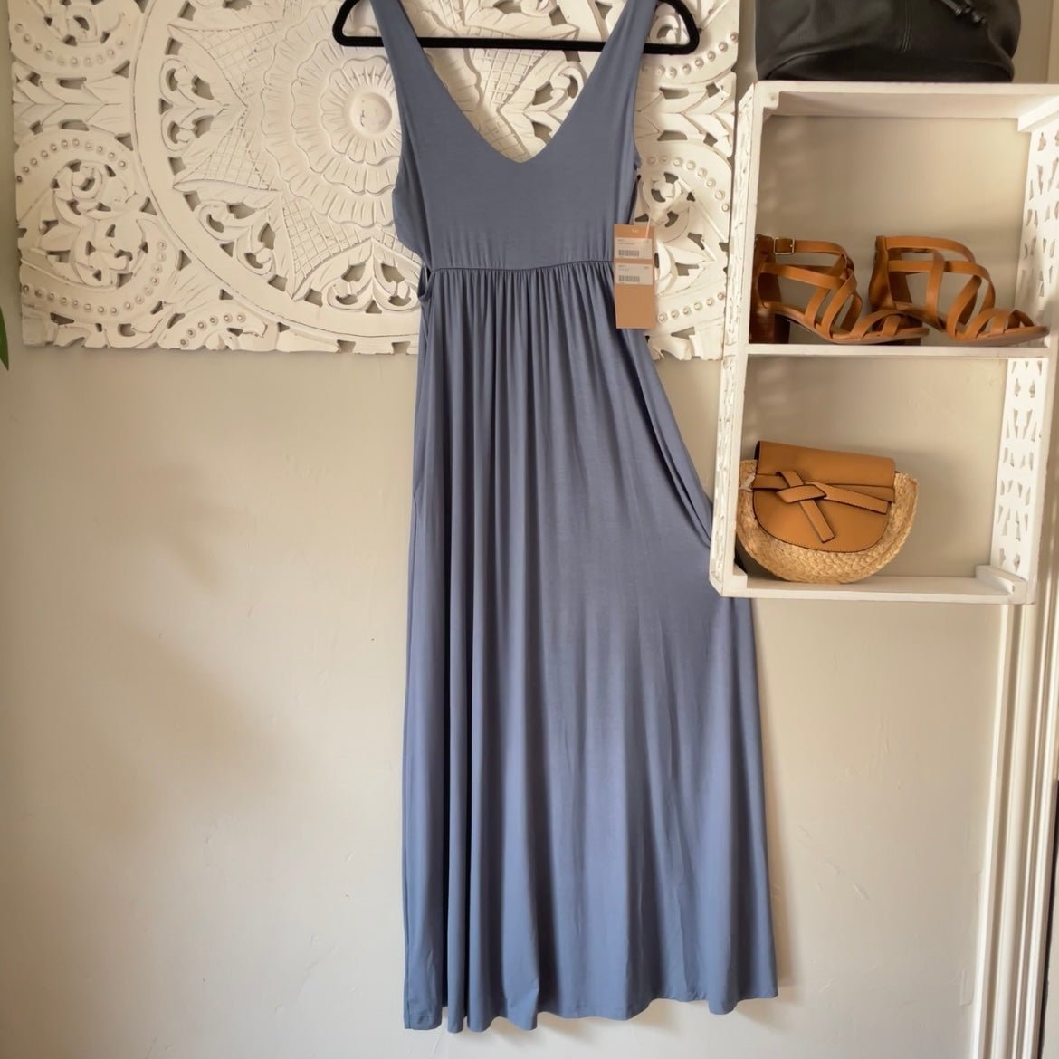 Periwinkle Blue Jersey Side Cut Out Maxi Dress
