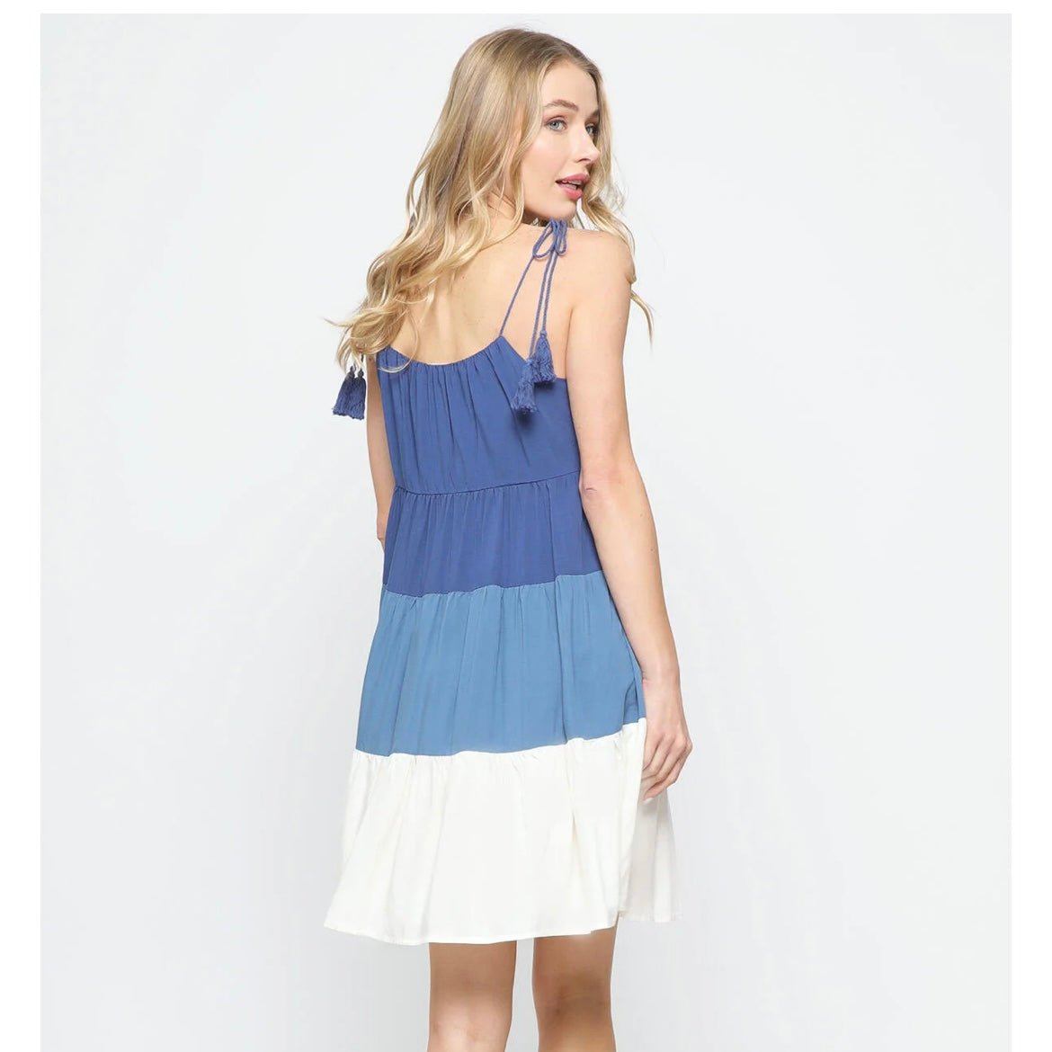 Ombré Blue Tiered Dress