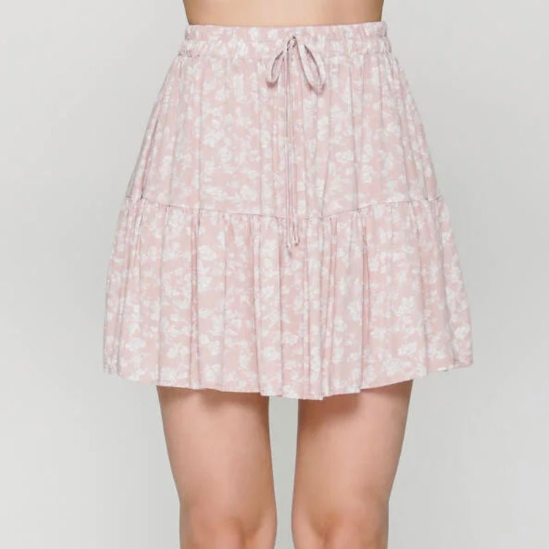 Dreamy Floral Print Skirt in Pink