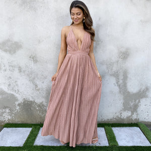 Hidden Gems Rose Gold Party Maxi Dress - Dainty Hooligan