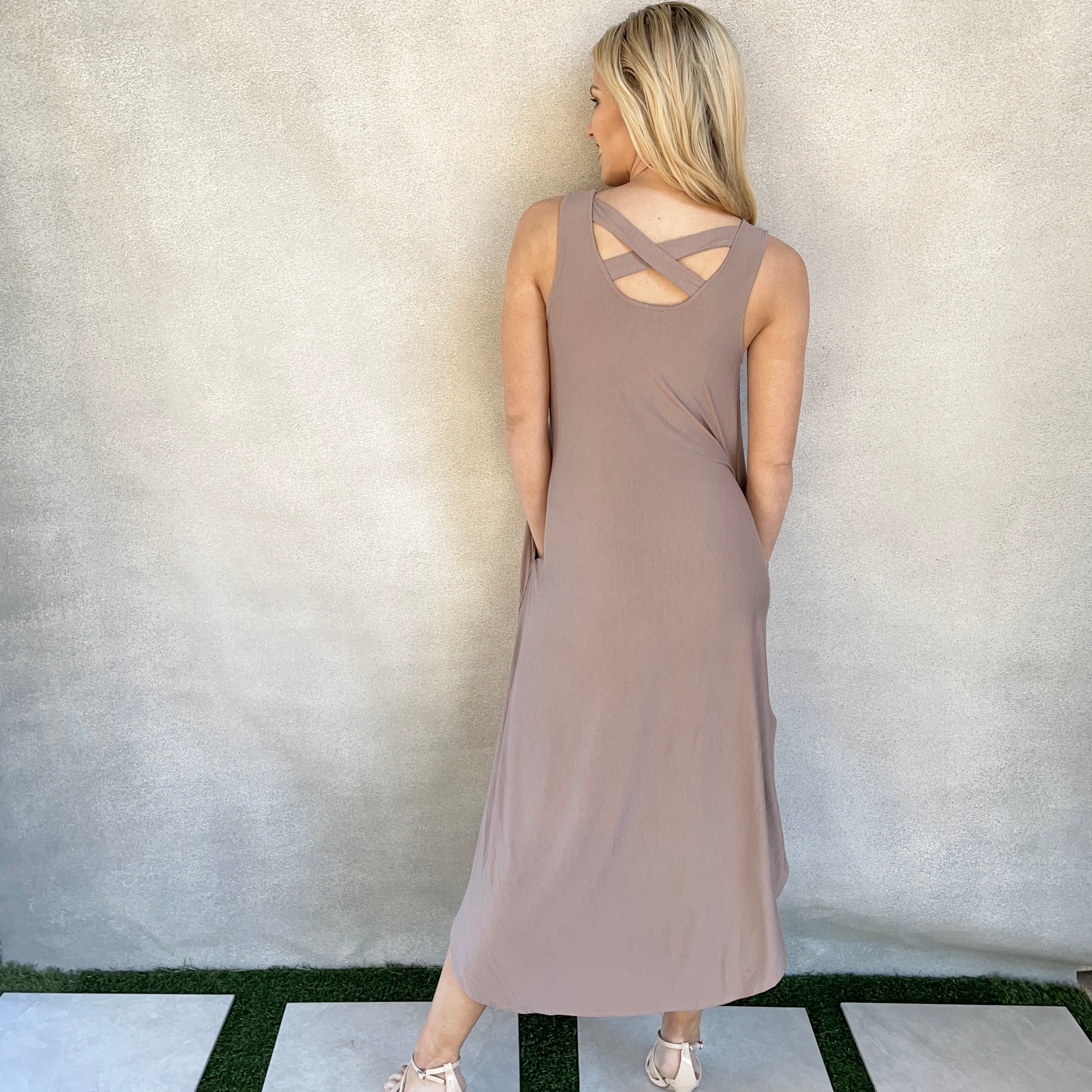 Lounge in Comfort Jersey Maxi Dress in Mocha - Dainty Hooligan