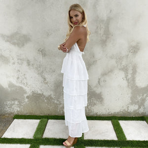 Power of Love White Halter Maxi Dress - Dainty Hooligan