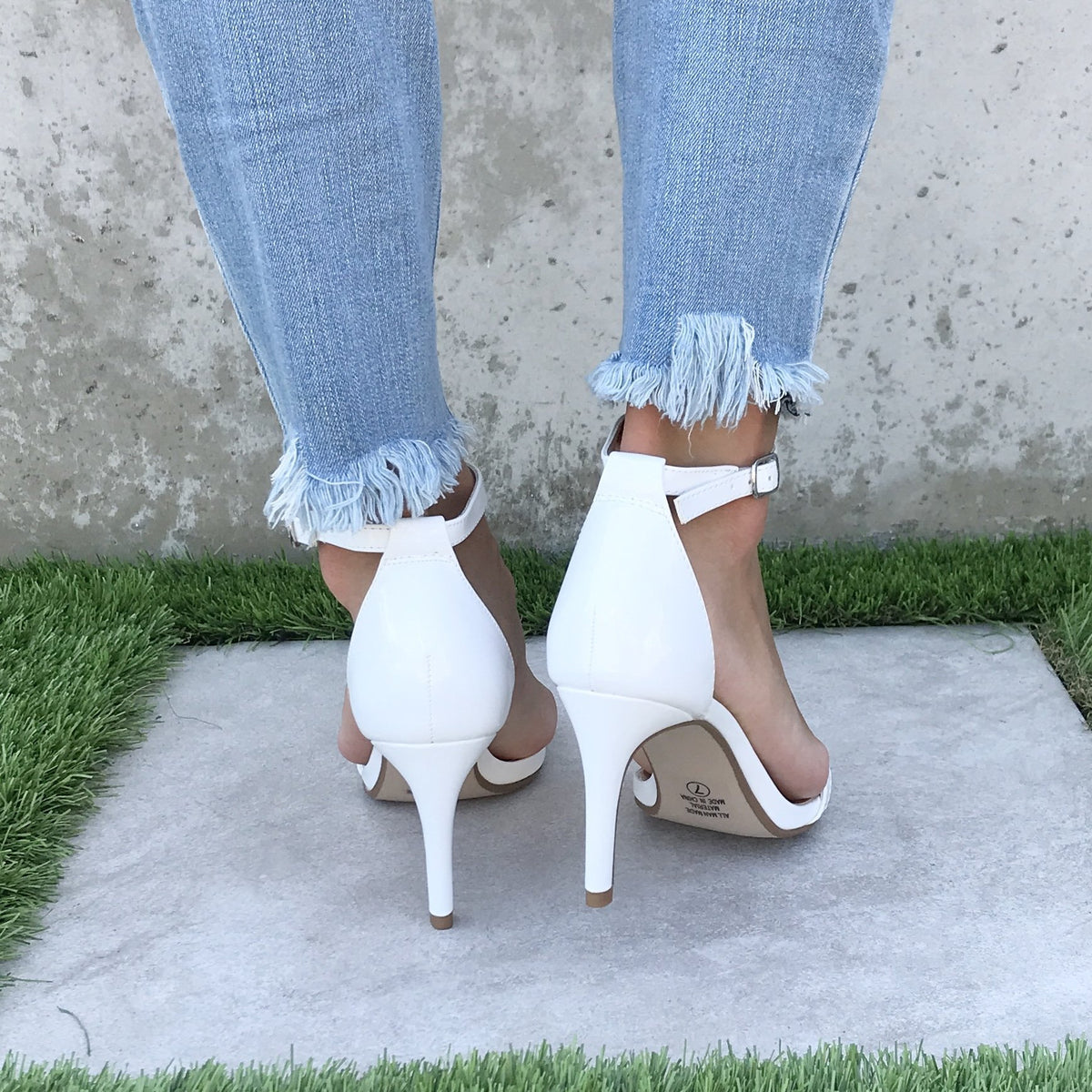 dainty white heels