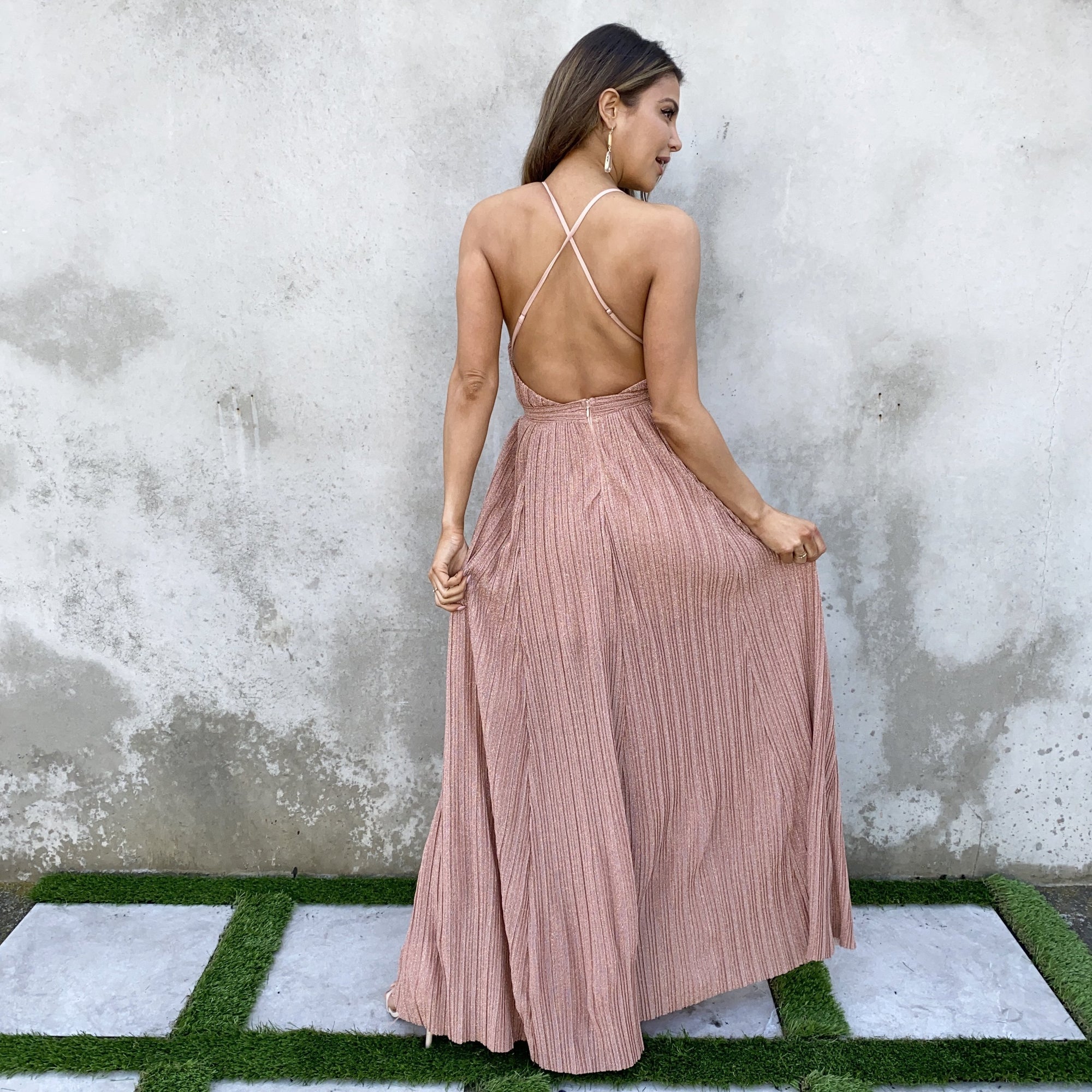 rose gold boho dress Baltic Born Womens Muse Sequin Maxi Dress | Rose Gold