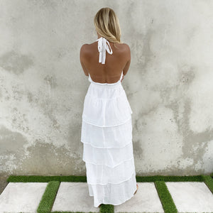 Power of Love White Halter Maxi Dress - Dainty Hooligan