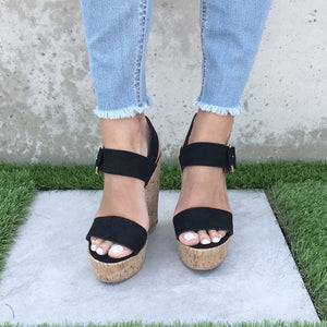 Sands Of Time Platform Wedges in Black - Dainty Hooligan