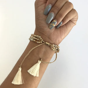Cali Gold & Pearl Tassel Bracelet - Dainty Hooligan