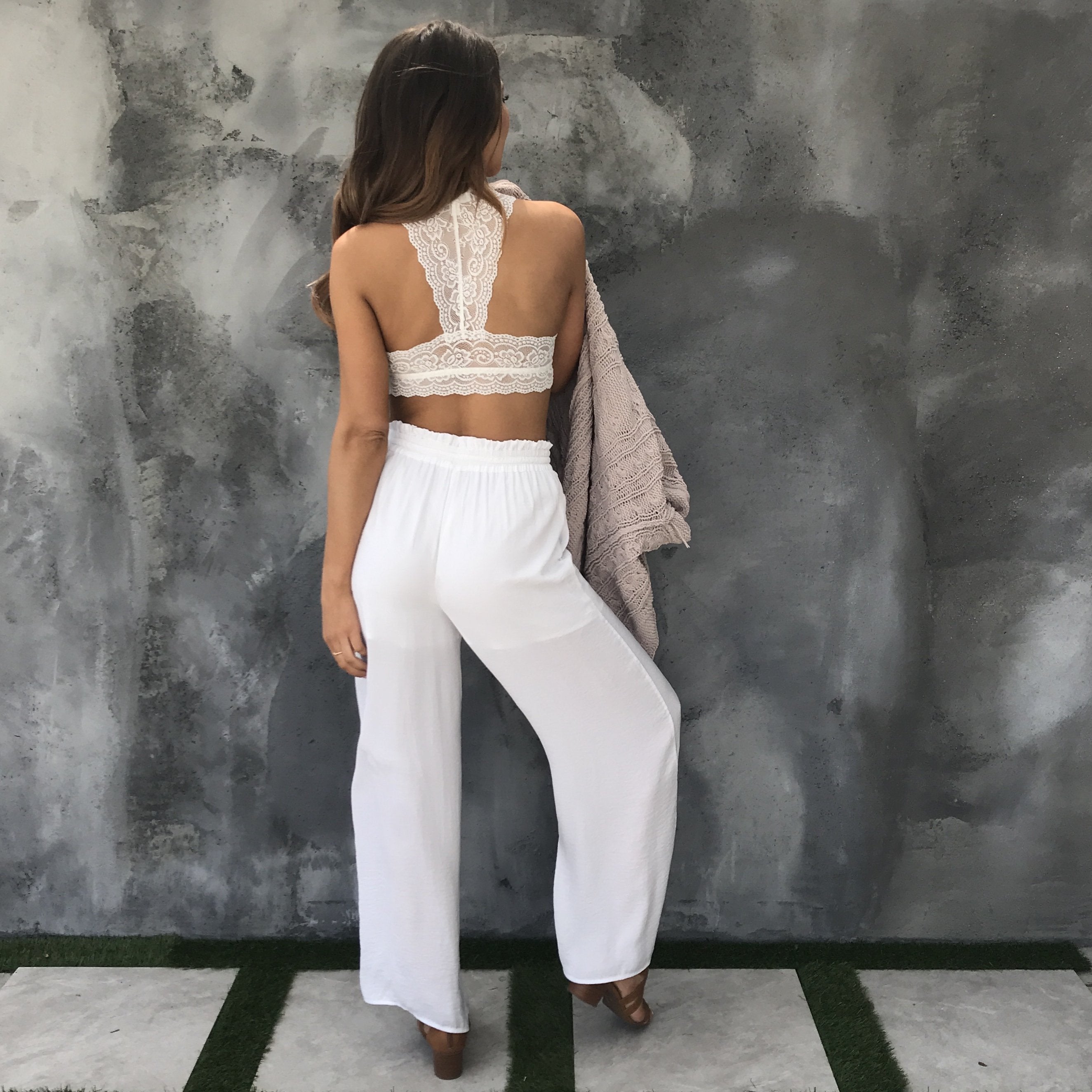 Newport Wide Leg Pants in White - Dainty Hooligan
