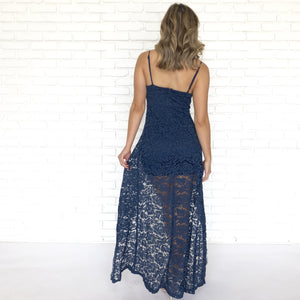 Love Language Navy Blue Lace Maxi Dress - Dainty Hooligan