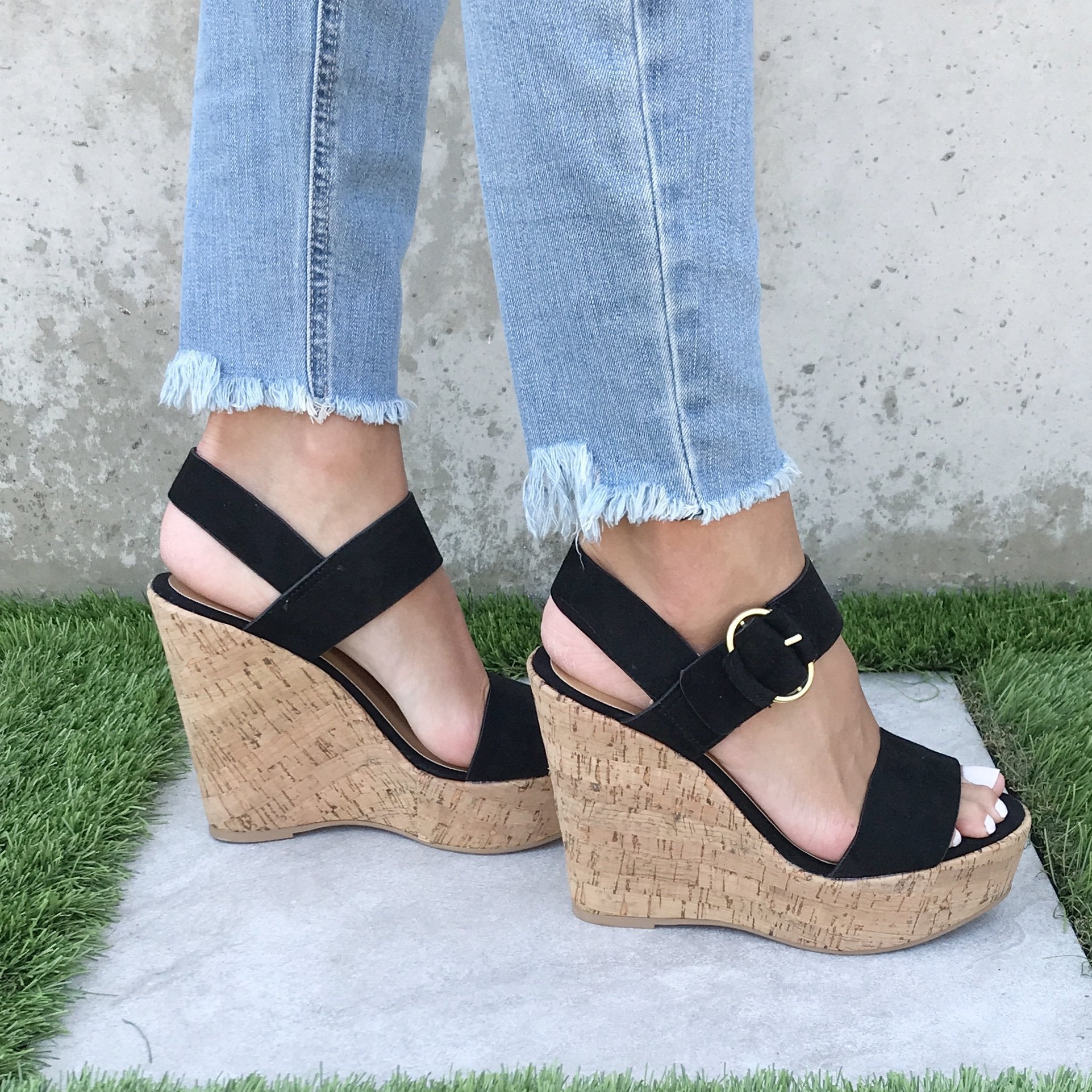 Sands Of Time Platform Wedges in Black - Dainty Hooligan