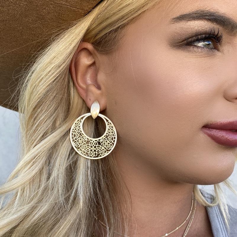 Ever Bloom Laser Cut Gold Earrings - Dainty Hooligan