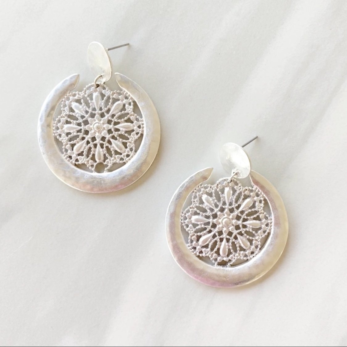 Charming Ways Silver Laser Cut Earrings - Dainty Hooligan