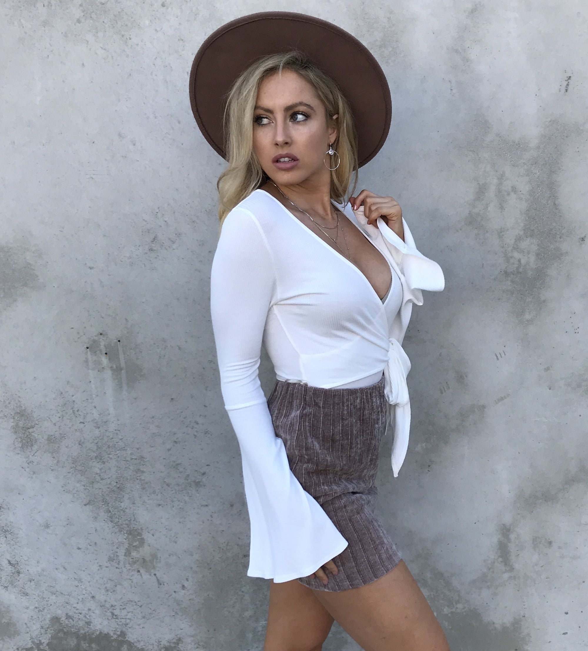 Side Liner Wrap Bodysuit in Ivory - Dainty Hooligan