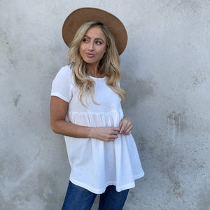 White Cotton Babydoll Tunic Top - Dainty Hooligan