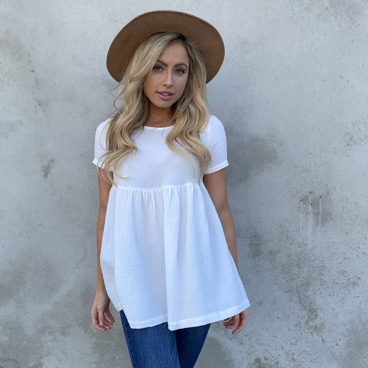 White Cotton Babydoll Tunic Top - Dainty Hooligan