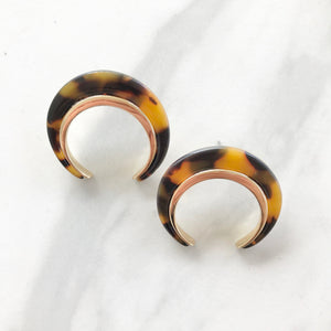 Tortoise Moon Acrylic Earrings - Dainty Hooligan