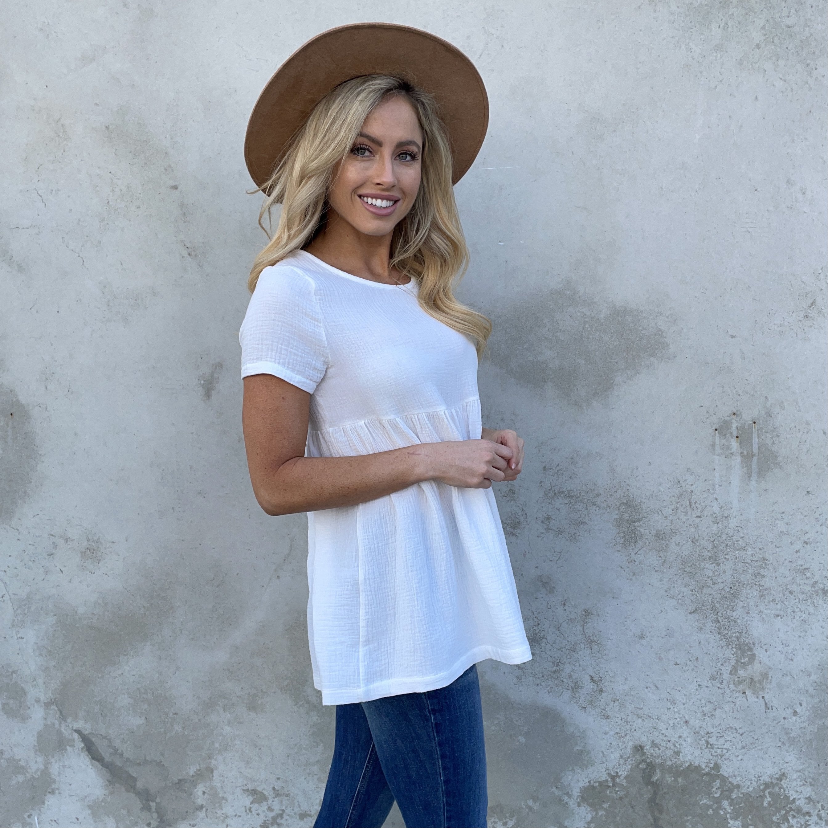 White Cotton Babydoll Tunic Top - Dainty Hooligan