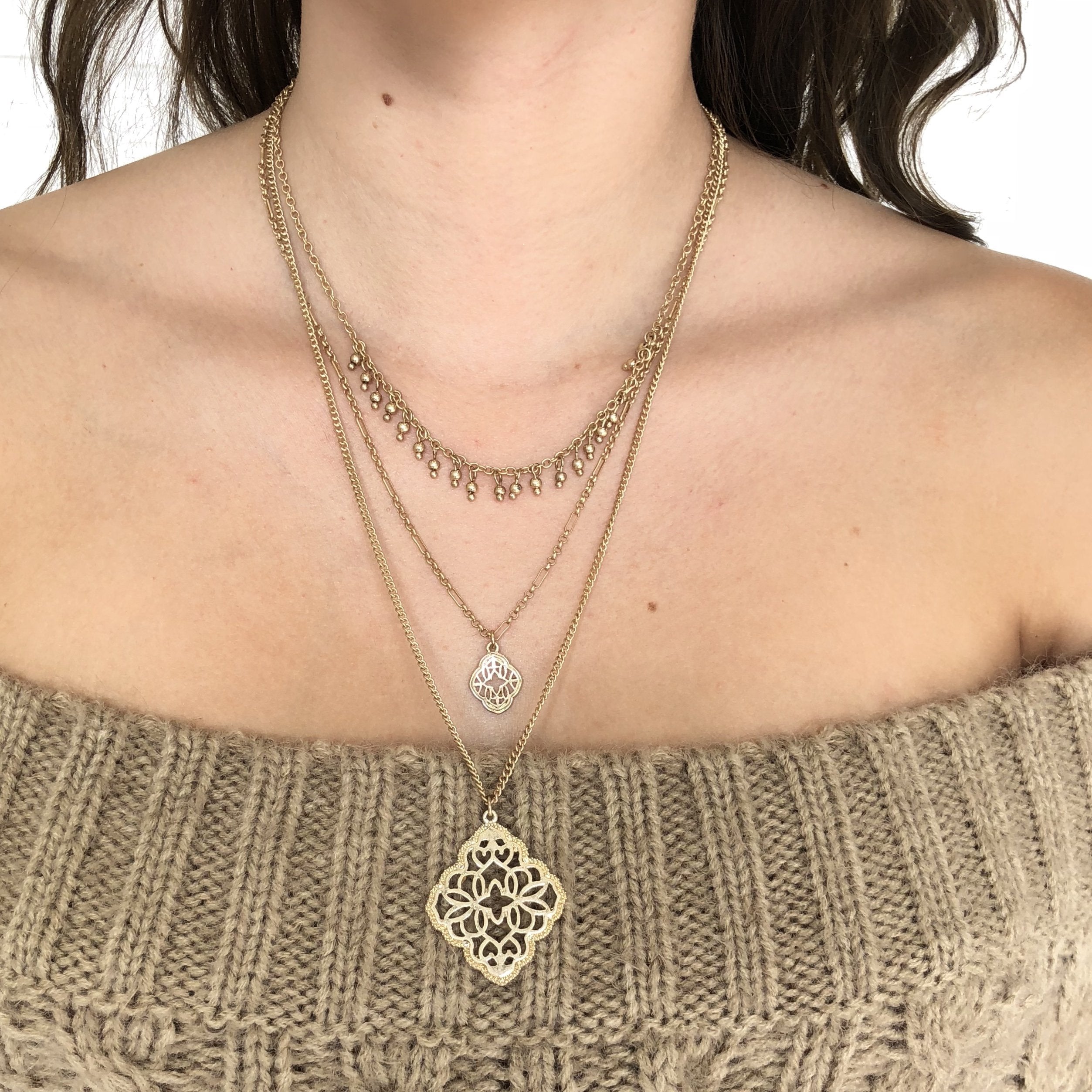 Cathedral Cut Out Gold Layered Necklace - Dainty Hooligan