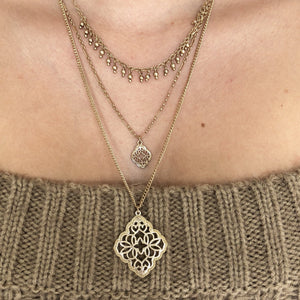 Cathedral Cut Out Gold Layered Necklace - Dainty Hooligan