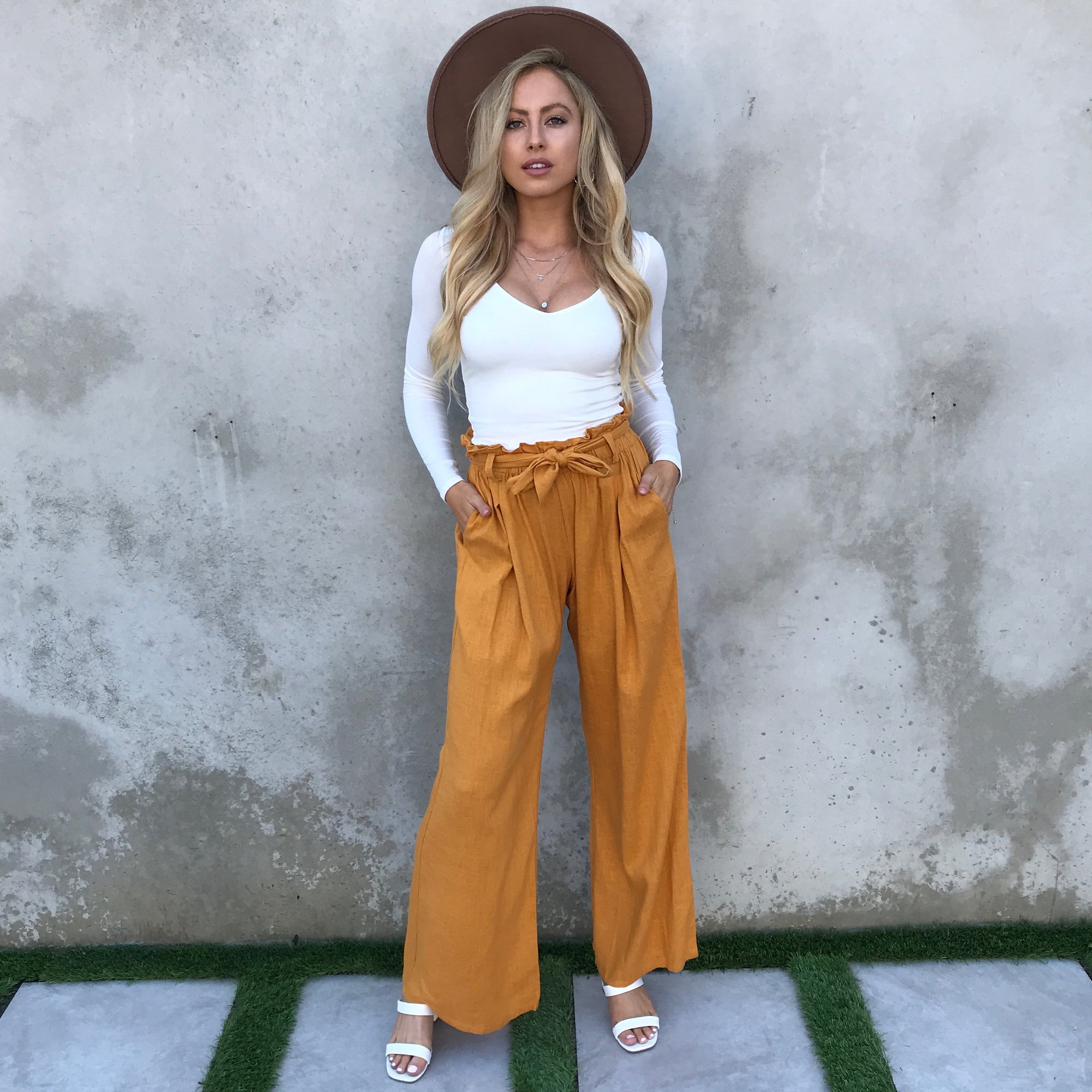 Sunflower Wide Leg Linen Pants - Dainty Hooligan