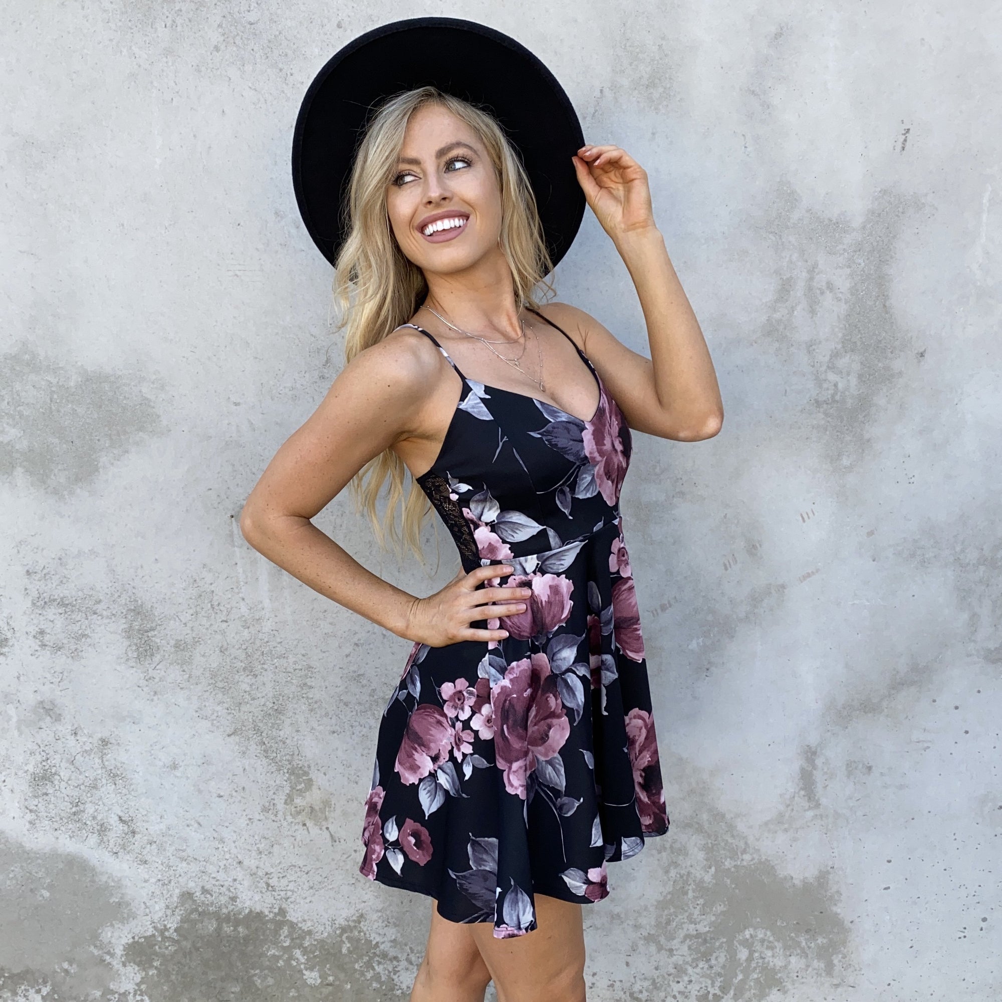 Rose To The Occassion Black Floral Skater Dress - Dainty Hooligan