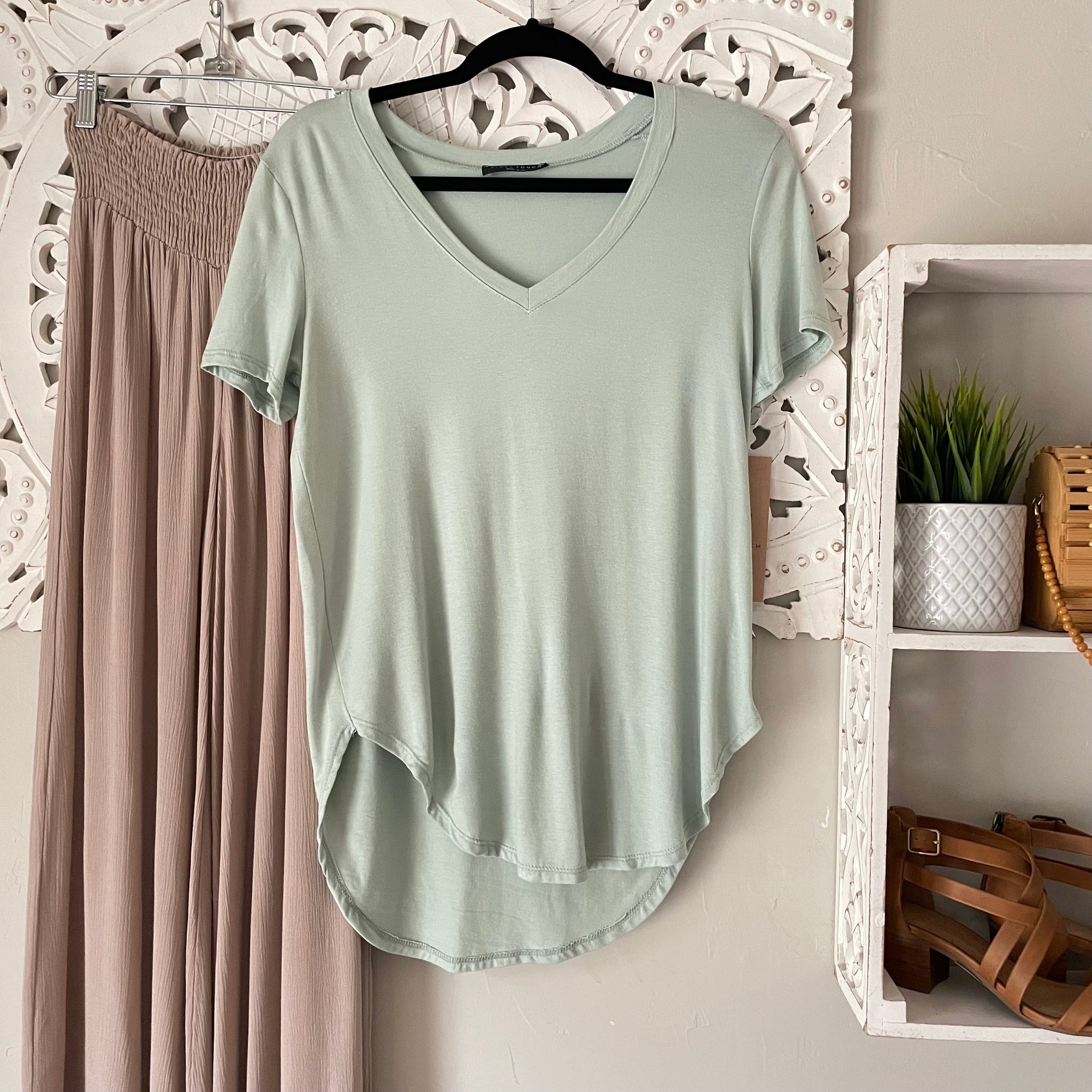 Silky Soft Modal Rounded Tee in Sage
