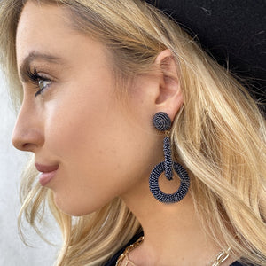 Let's Link Up Charocal Bead Earrings - Dainty Hooligan