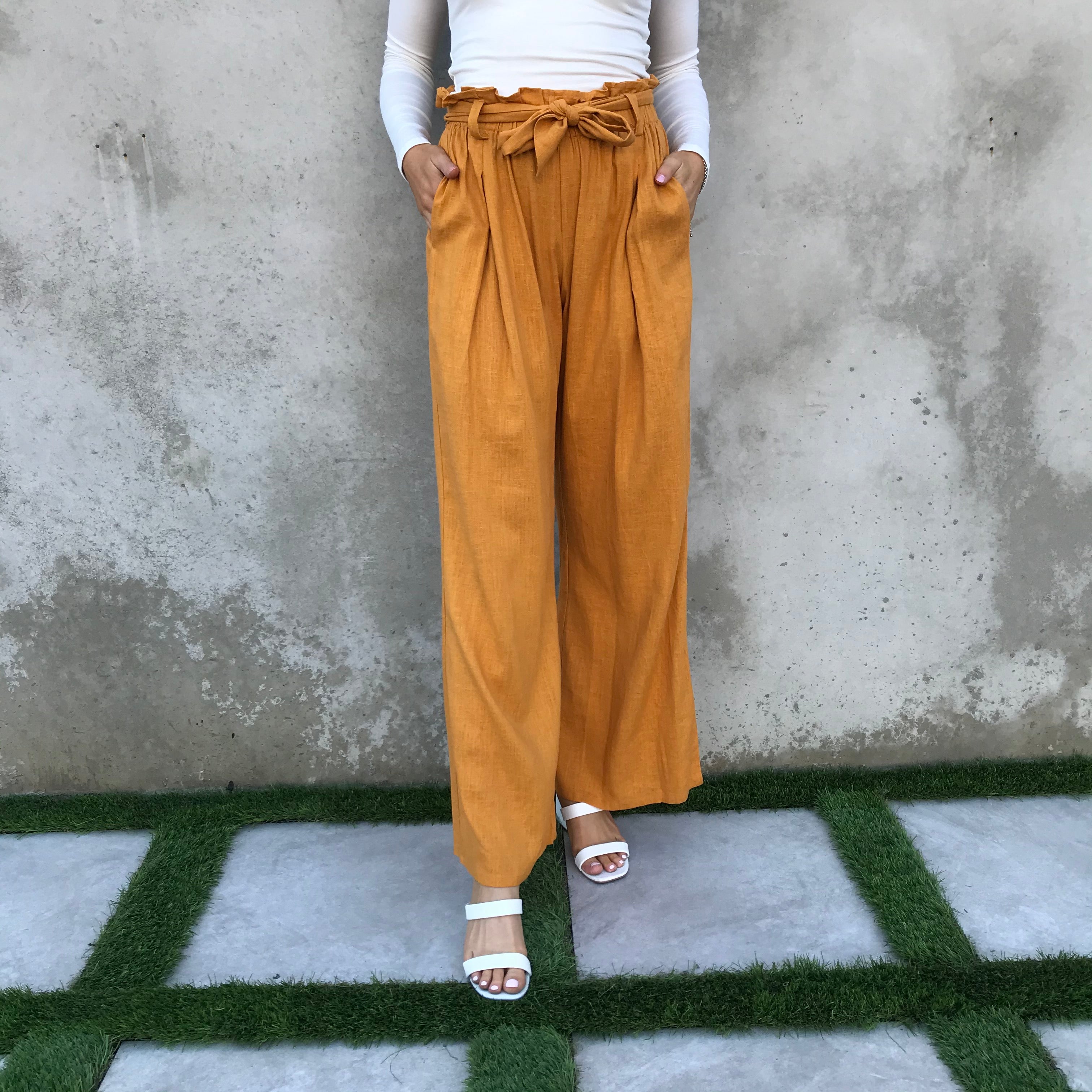 Sunflower Wide Leg Linen Pants - Dainty Hooligan