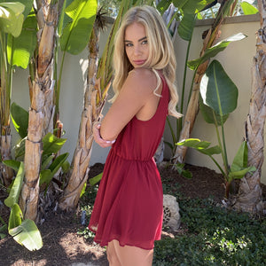 Sweet Melody Romper in Crimson Red - Dainty Hooligan