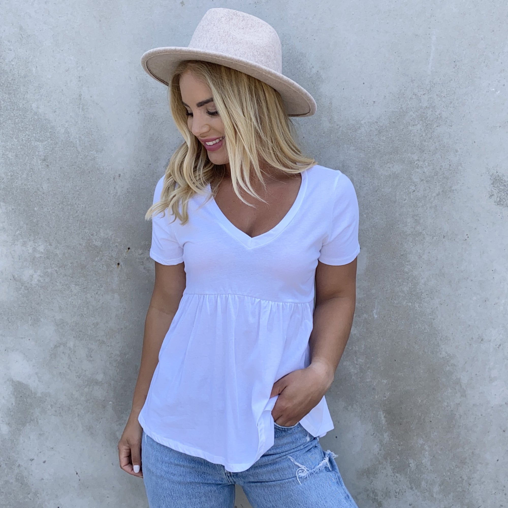 Cotton Babydoll Tunic Top in White - Dainty Hooligan