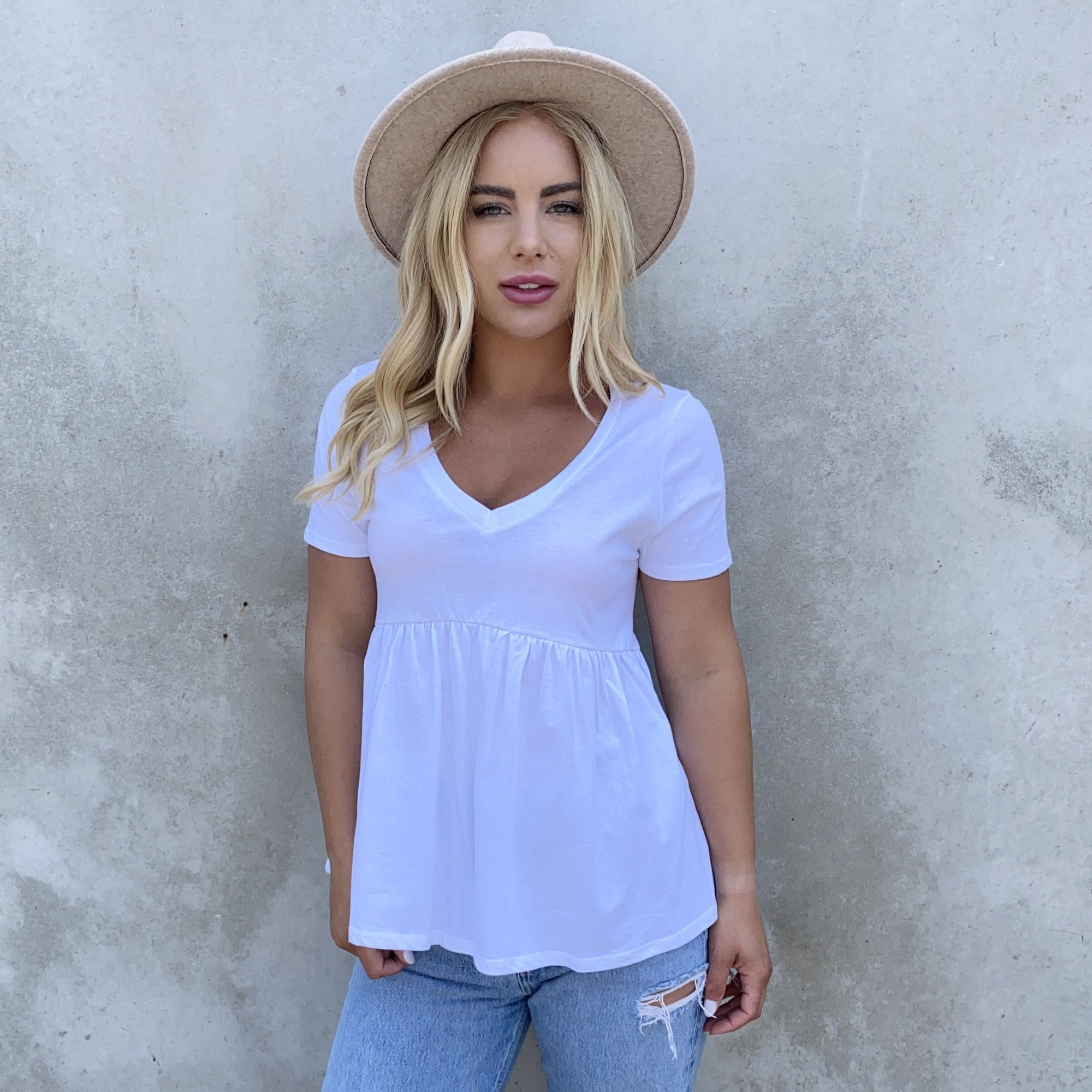Cotton Babydoll Tunic Top in White - Dainty Hooligan