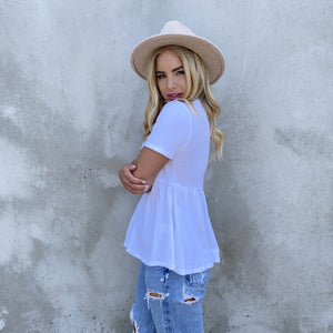 Cotton Babydoll Tunic Top in White - Dainty Hooligan