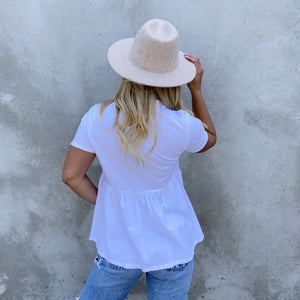 Cotton Babydoll Tunic Top in White - Dainty Hooligan