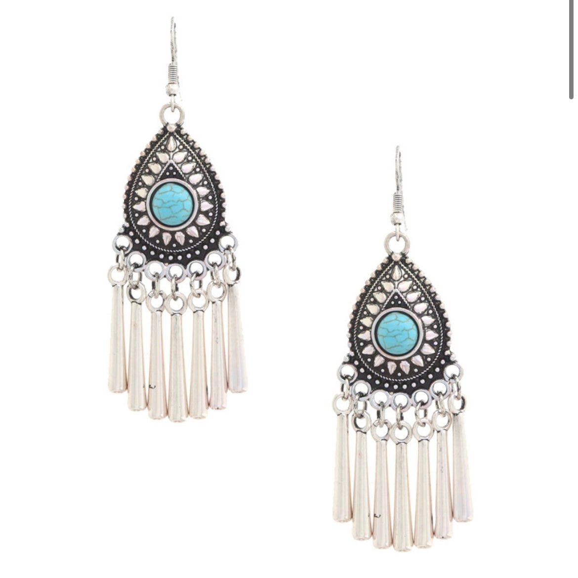 Turquoise & Antique Silver Dangle Earrings
