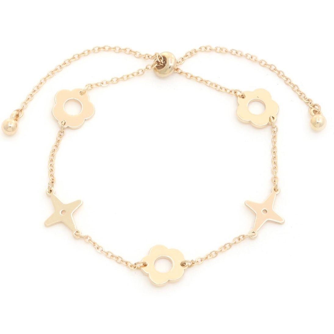 Blossom Flower & Star Gold Bangle Bracelet