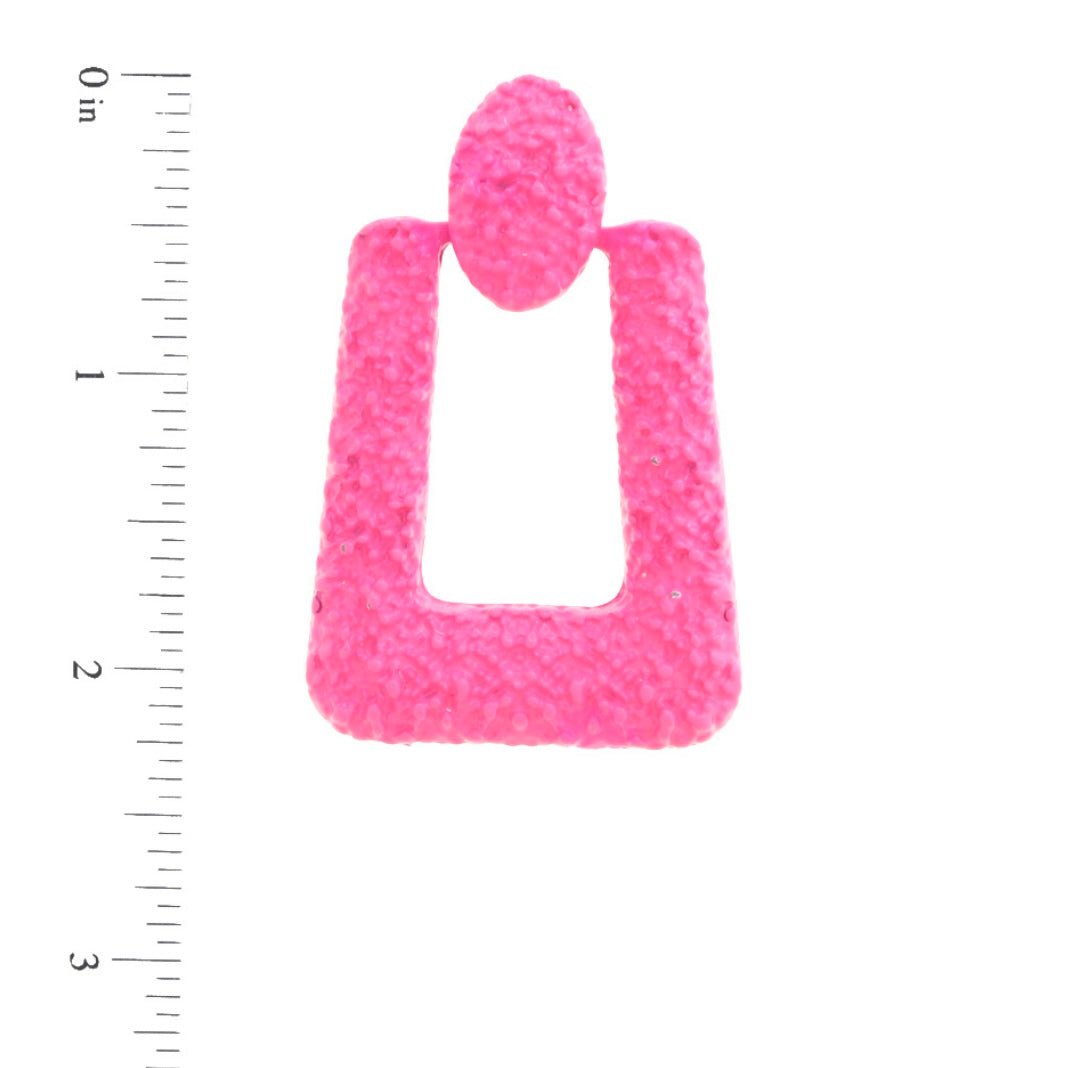 Barbie Girl Hot Pink Rectangle Hoop Earrings