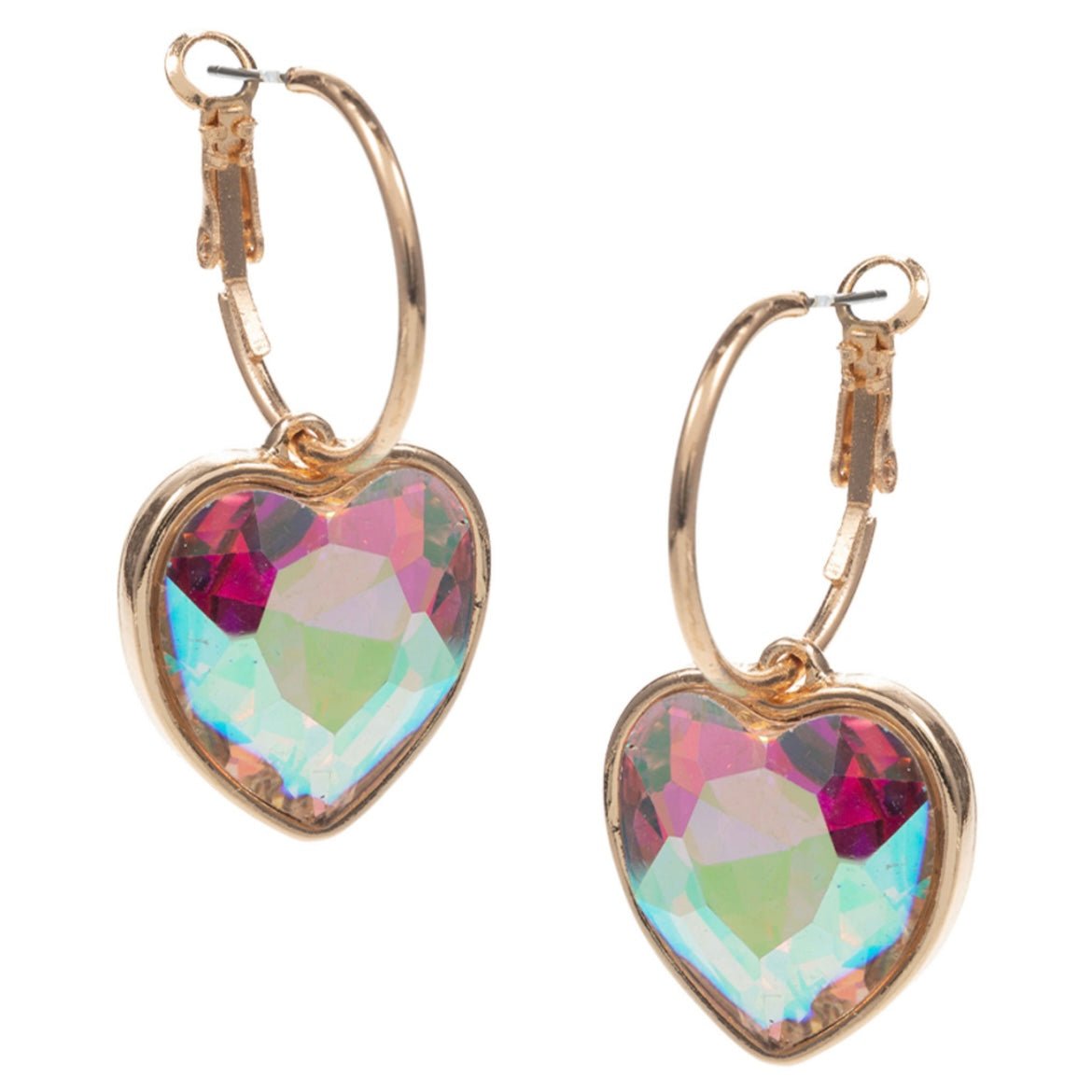 Heart Made out of Stone Hot Pink Crystal AB Earrings