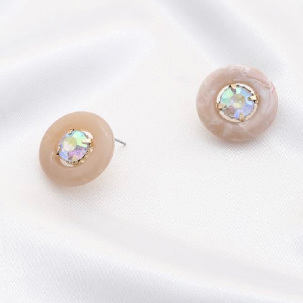 AB Crystal & Pale Pink Stud Earrings