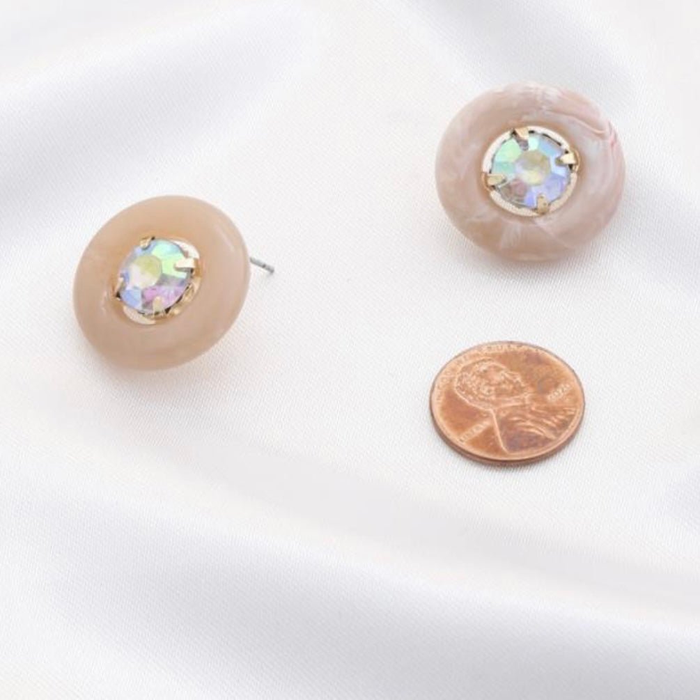AB Crystal & Pale Pink Stud Earrings