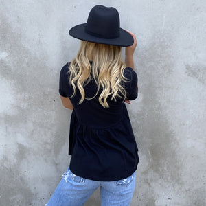 Cotton Babydoll Tunic Top in Black - Dainty Hooligan