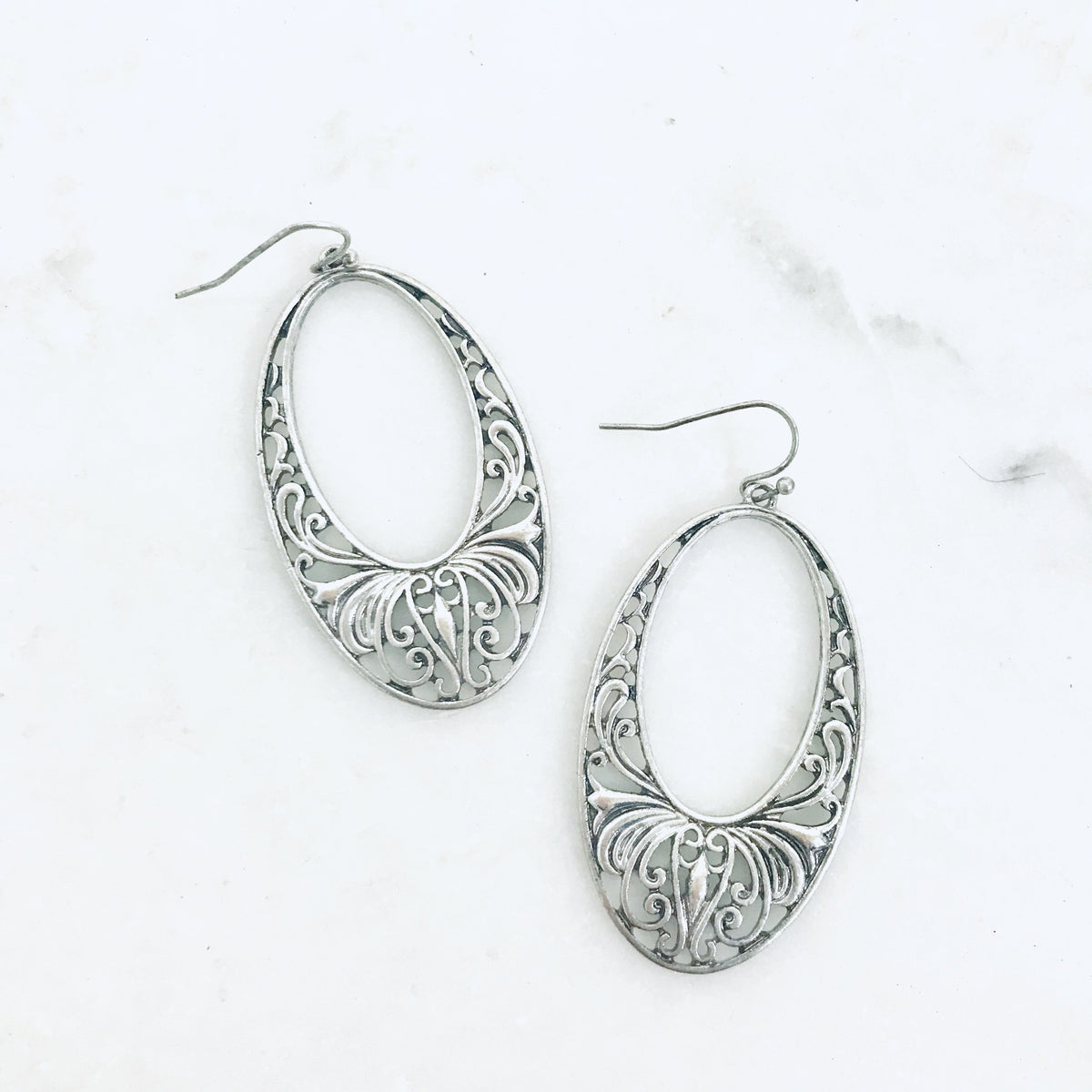 Aiden Oval Hoop Silver Earrings - Dainty Hooligan