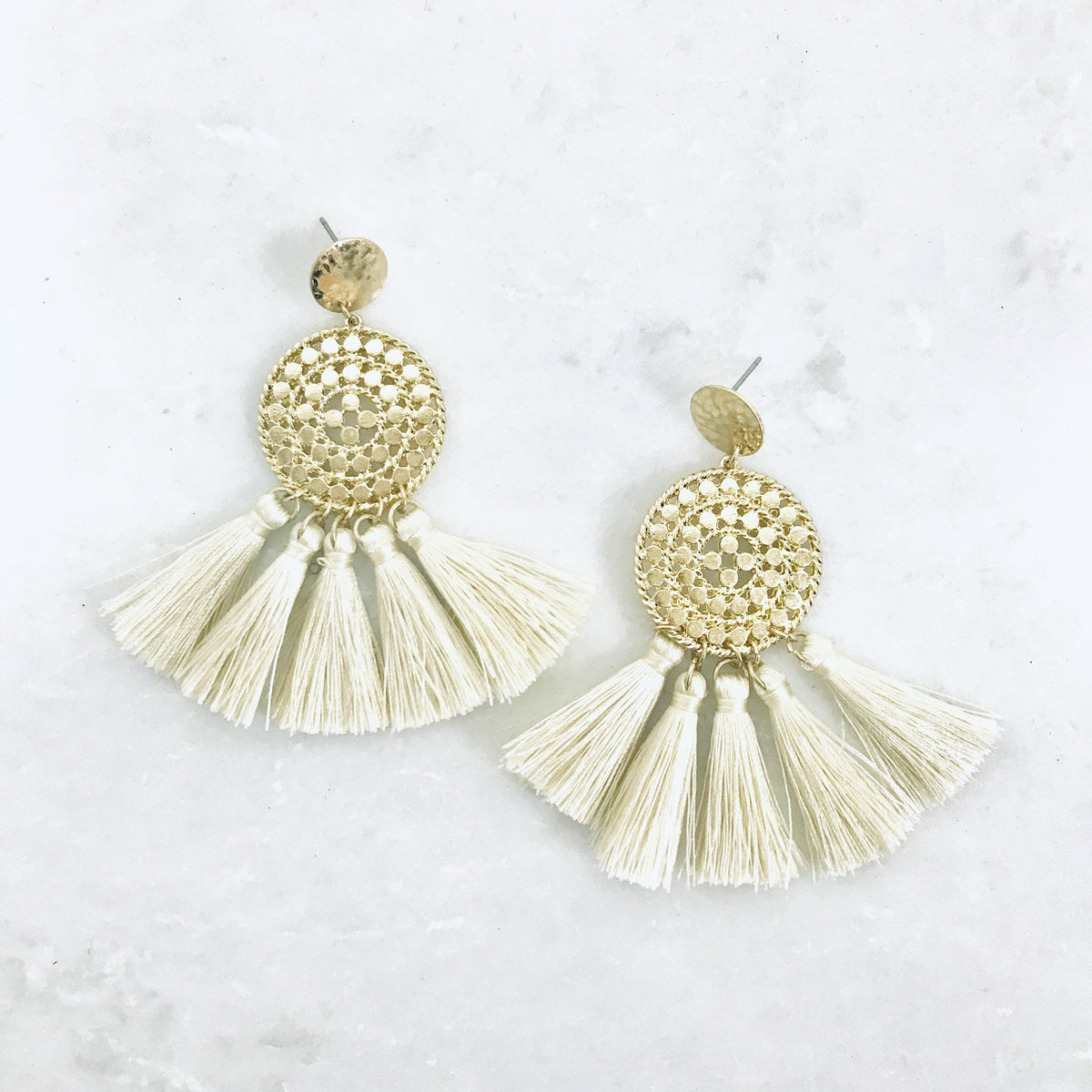 Dance With Me Ivory Tassel Earrings - Dainty Hooligan