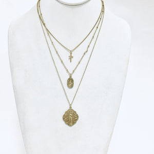 Cross Triple Layered Necklace - Dainty Hooligan