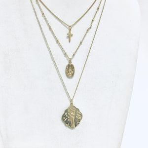Cross Triple Layered Necklace - Dainty Hooligan